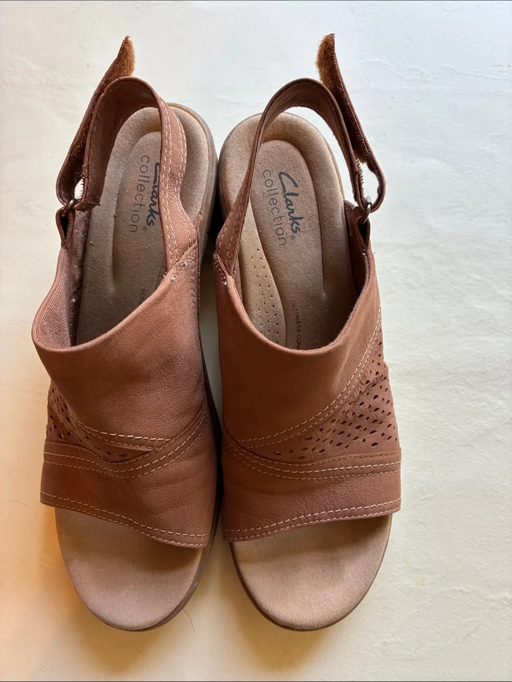 Clarks Brown Leather Open-Toe Slingback Sandals